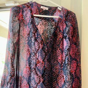 Parker purple/black/pink snakeskin pattern blouse